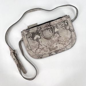 BLAQUE OF ARGNETINA Snake Print Leather Belt bag Gray Fanny pack Pouch Sling